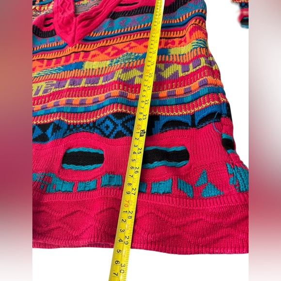 Vintage IVY Coogi Style Vibrant Multicolor Sweater V Neck Sz S - Picture 8 of 10